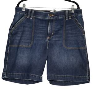 Lee Bermuda Denim Shorts Women Size 16 Blue Pockets Elastic at Waistband Classic